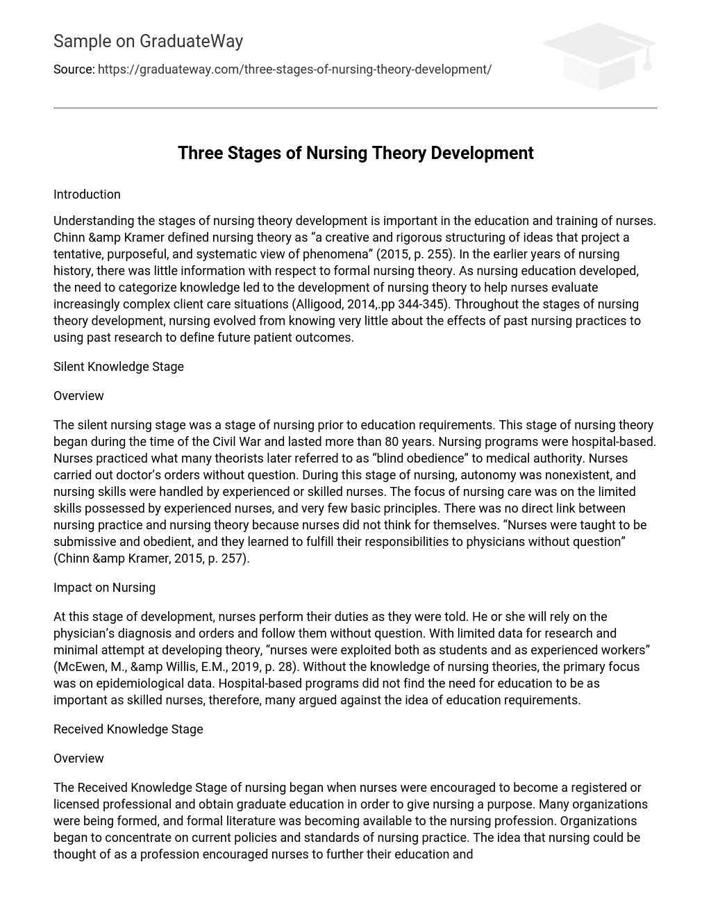 Three Stages of Nursing Theory Development