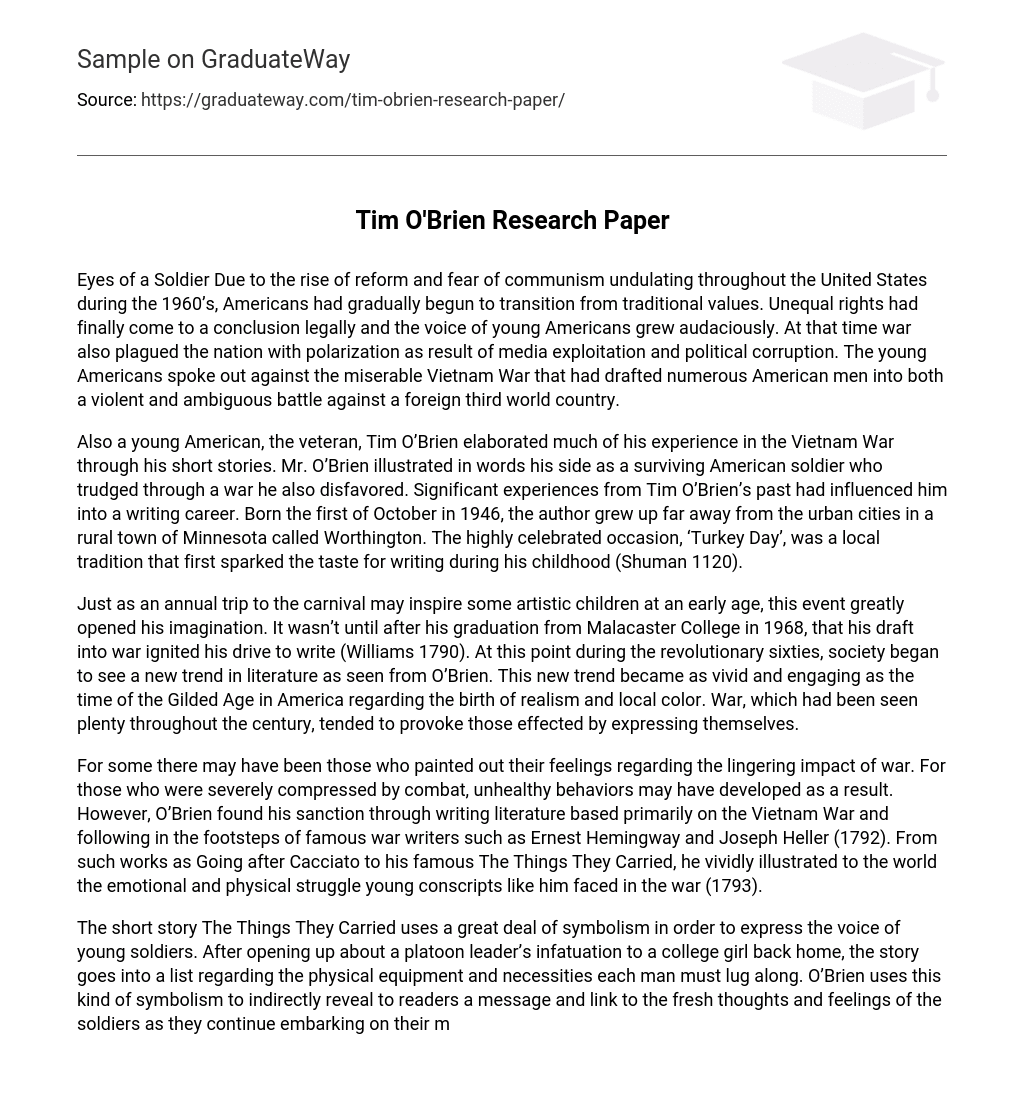 Tim O’Brien Research Paper