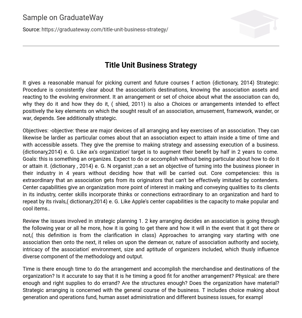 Title Unit Business Strategy
