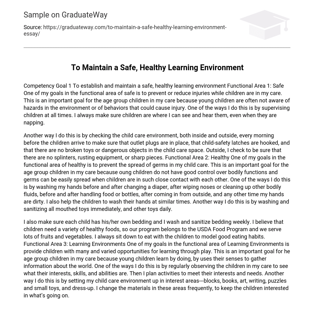 safety and security in the learning environment essay