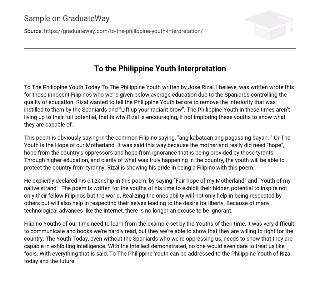 To the Philippine Youth Interpretation Analysis