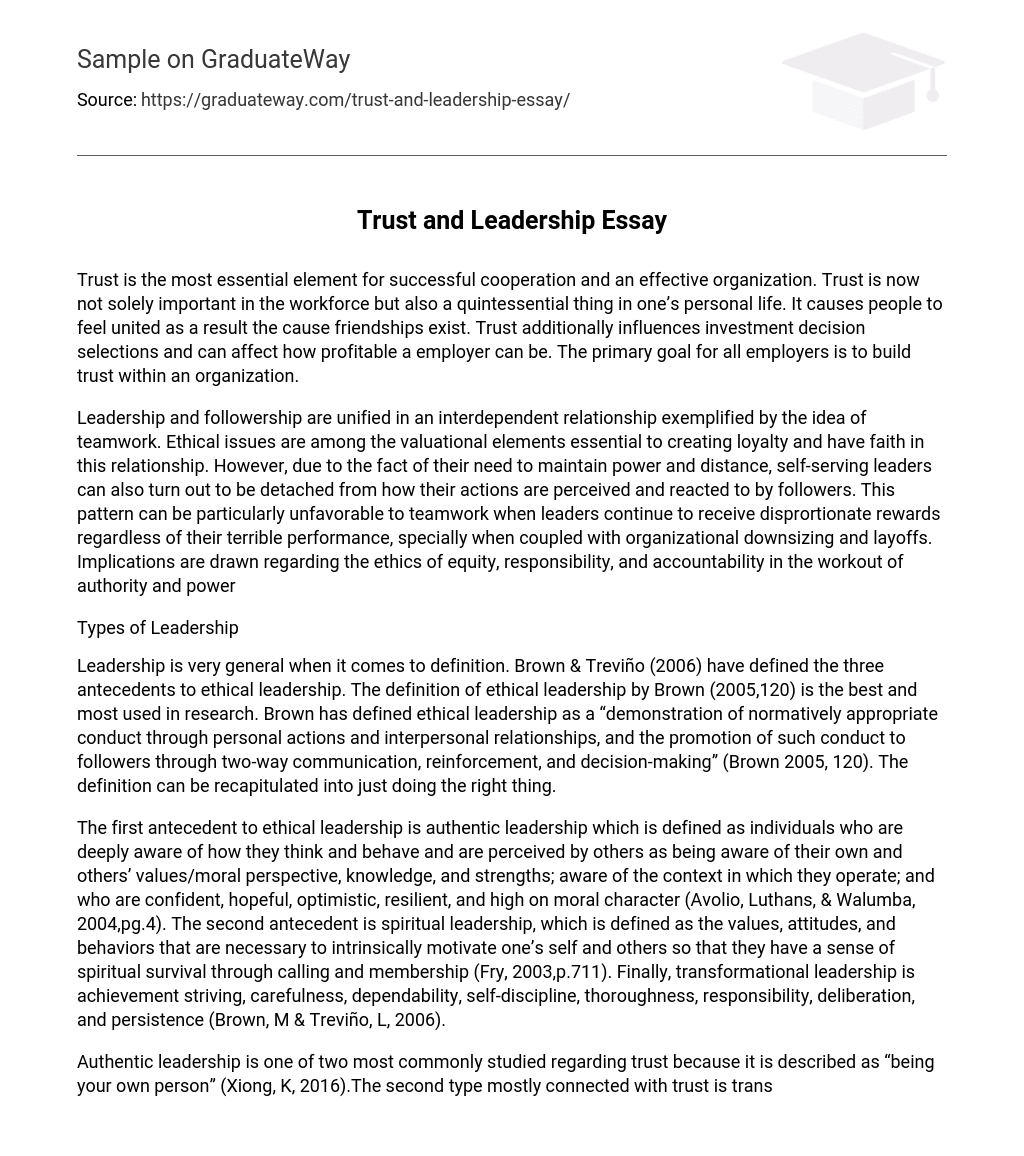 Trust and Leadership Essay