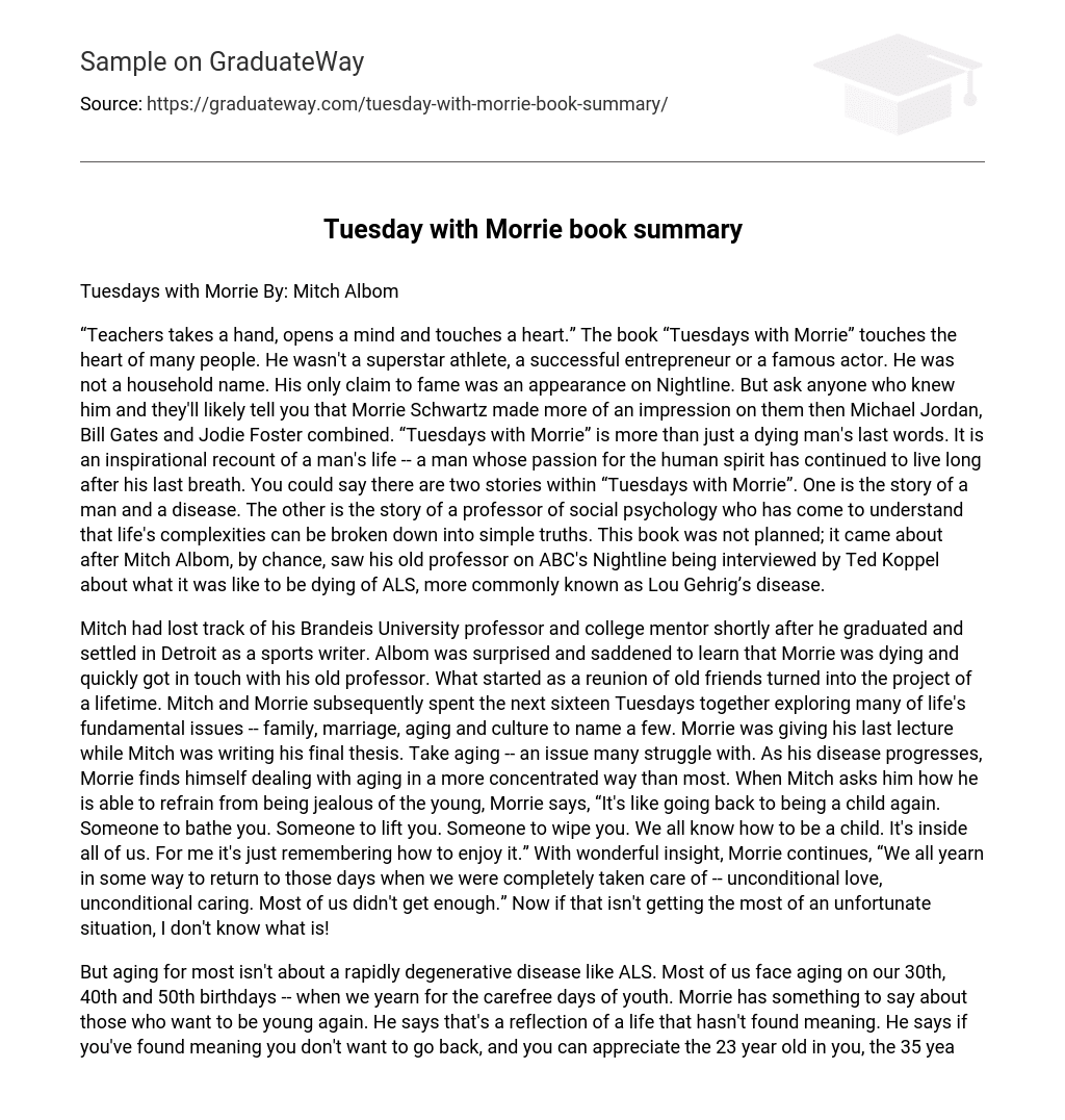 Tuesday with Morrie book summary