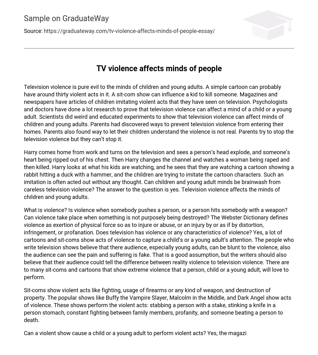TV violence affects minds of people