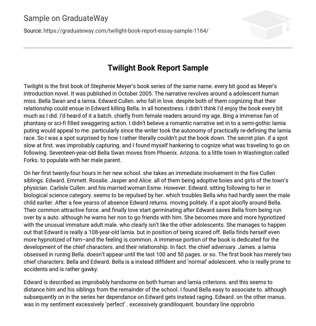 Twilight Book Report Sample