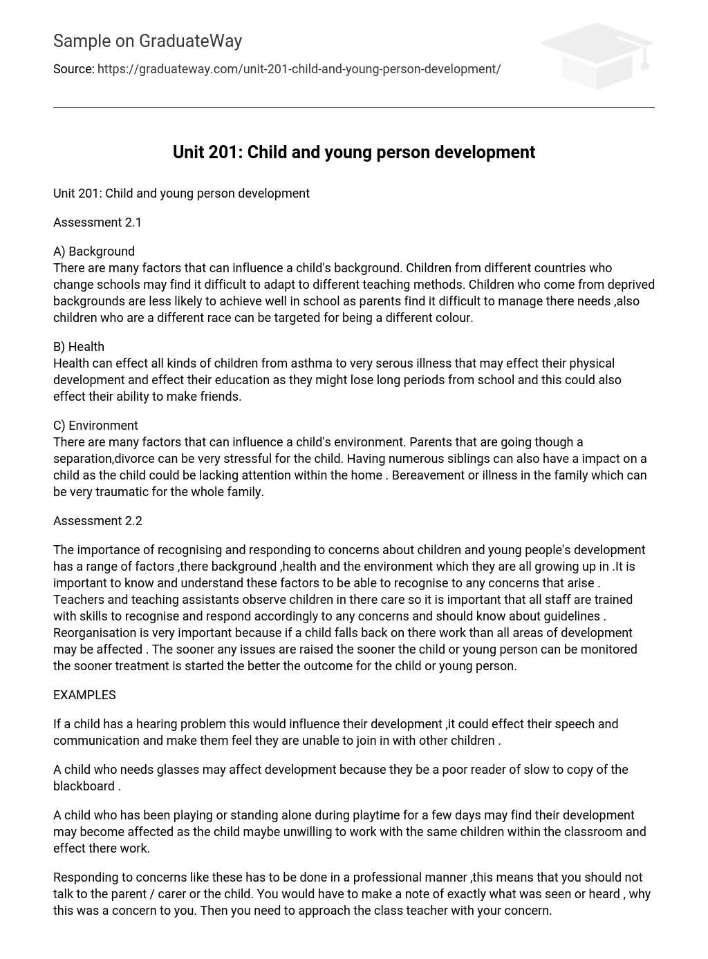 Unit 201: Child and young person development