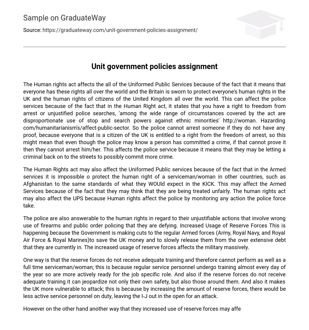Unit government policies assignment