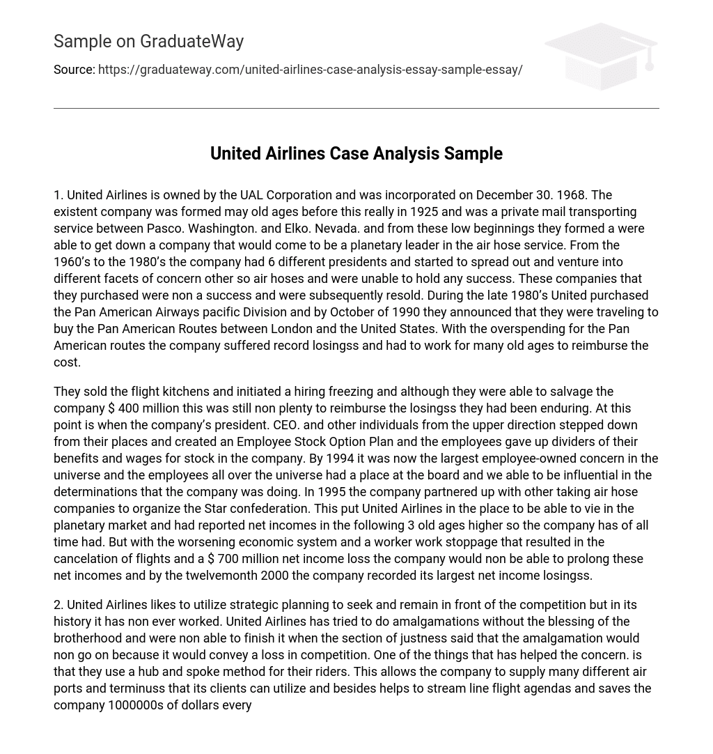 United Airlines Case Analysis Sample