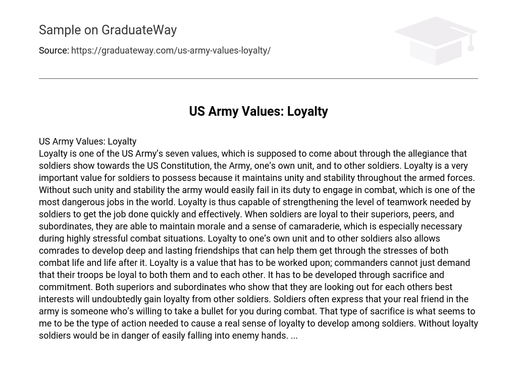 US Army Values: Loyalty