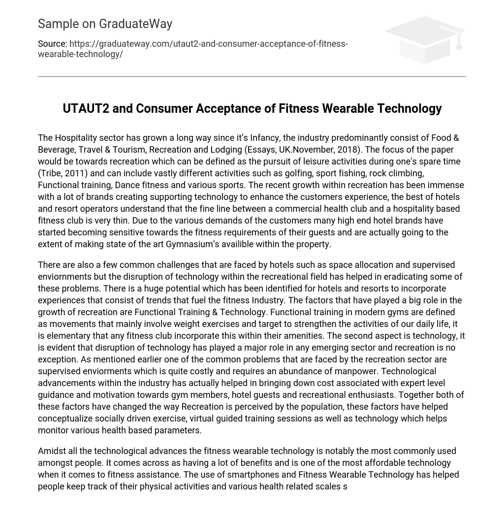 UTAUT2 and Consumer Acceptance of Fitness Wearable Technology