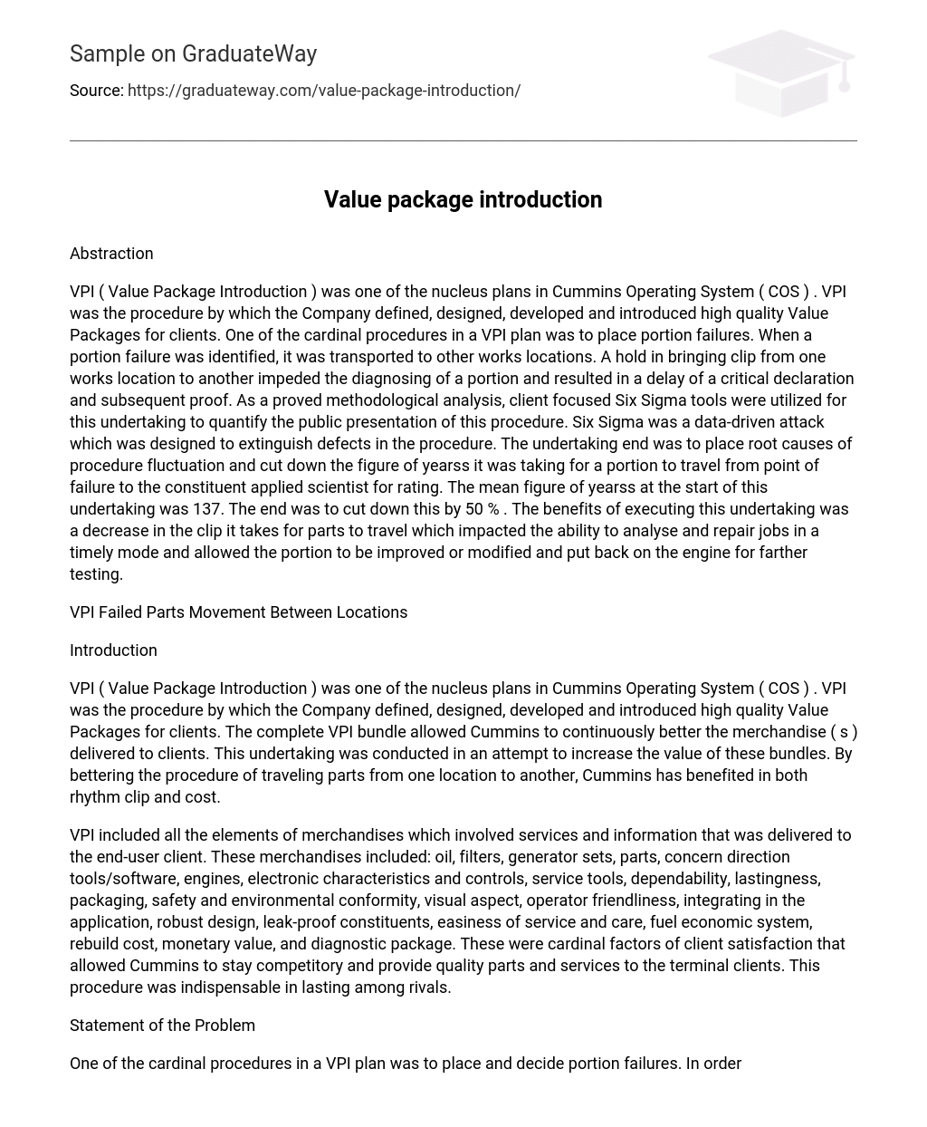 Value package introduction