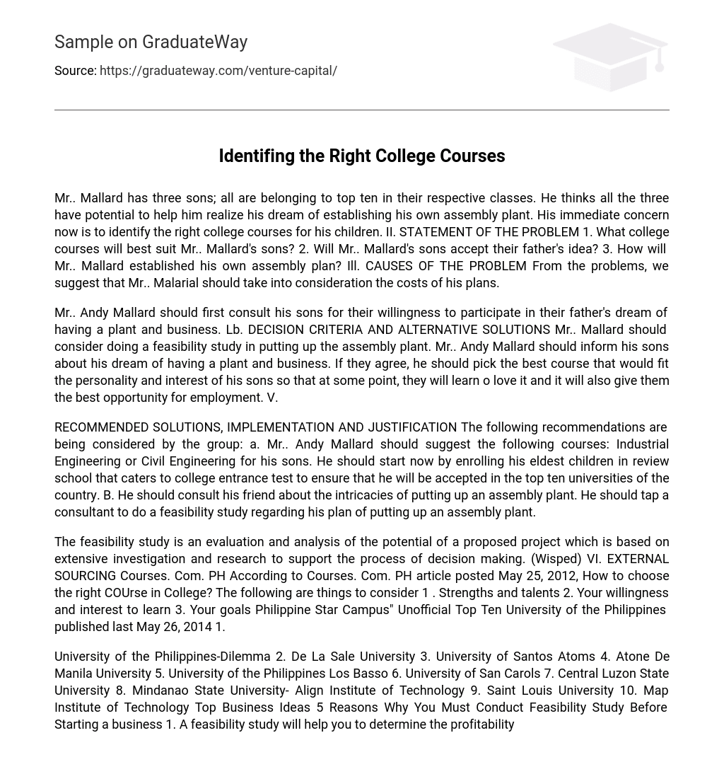 Identifing the Right College Courses