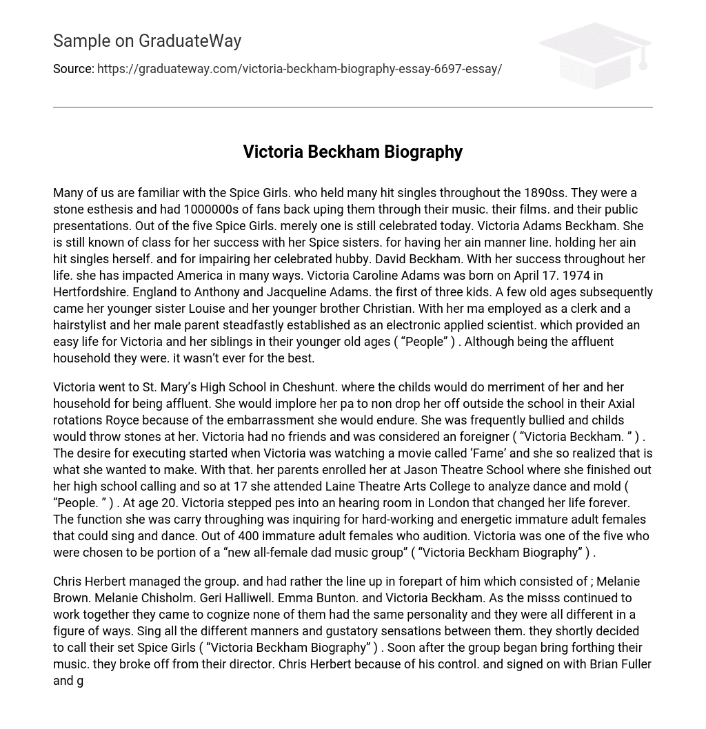 Victoria Beckham Biography