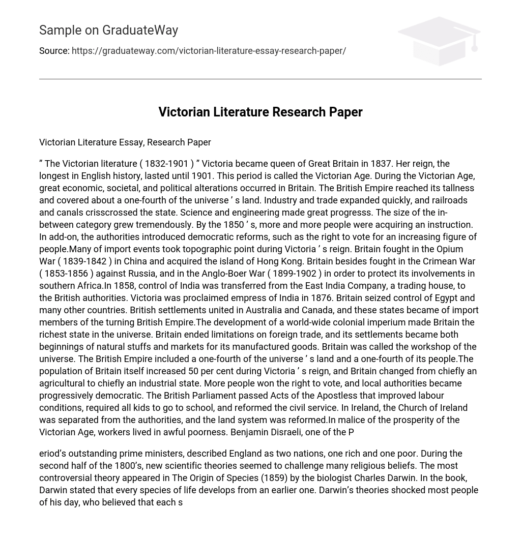 Victorian Literature Research Paper