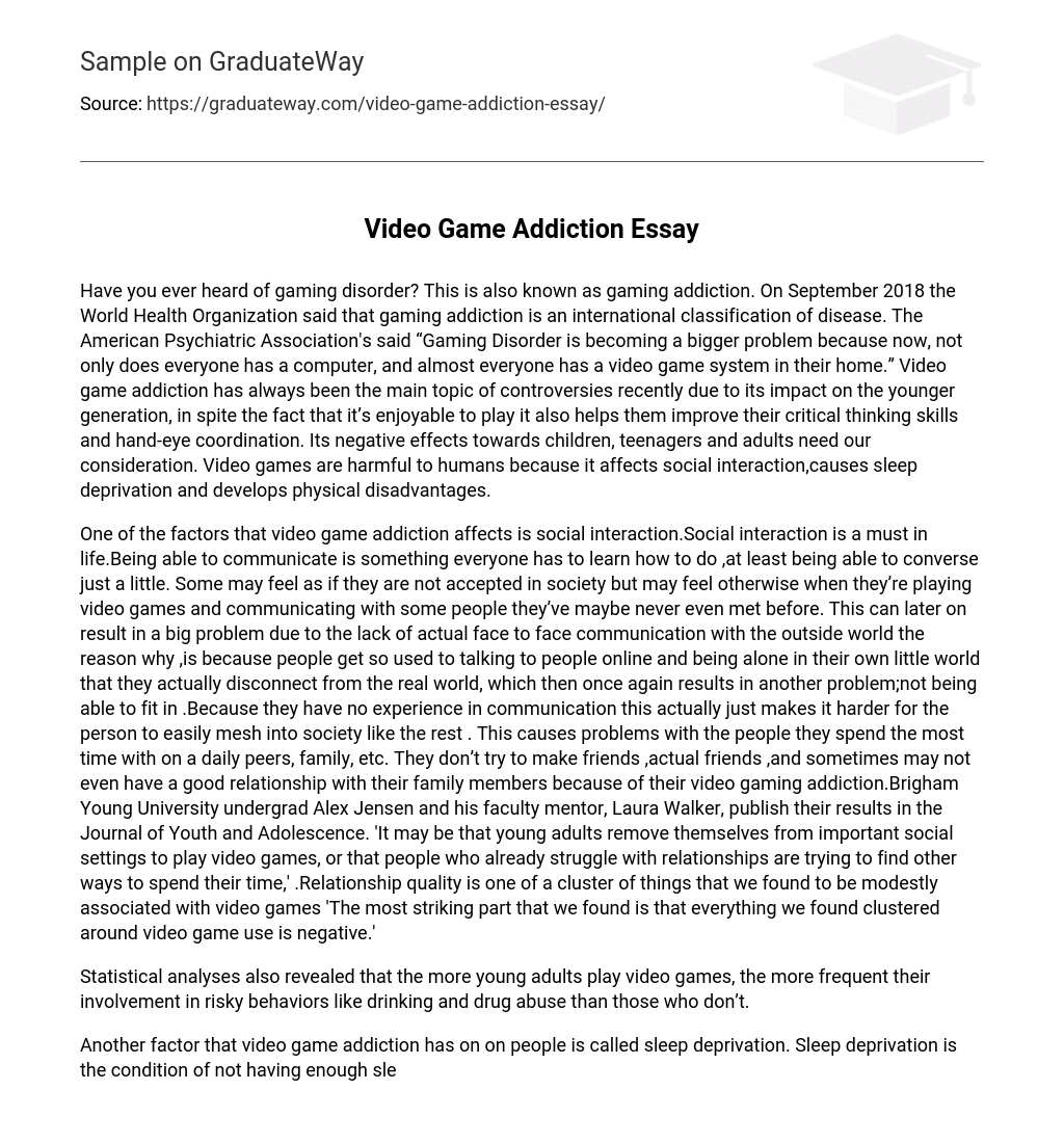 video game addiction essay conclusion