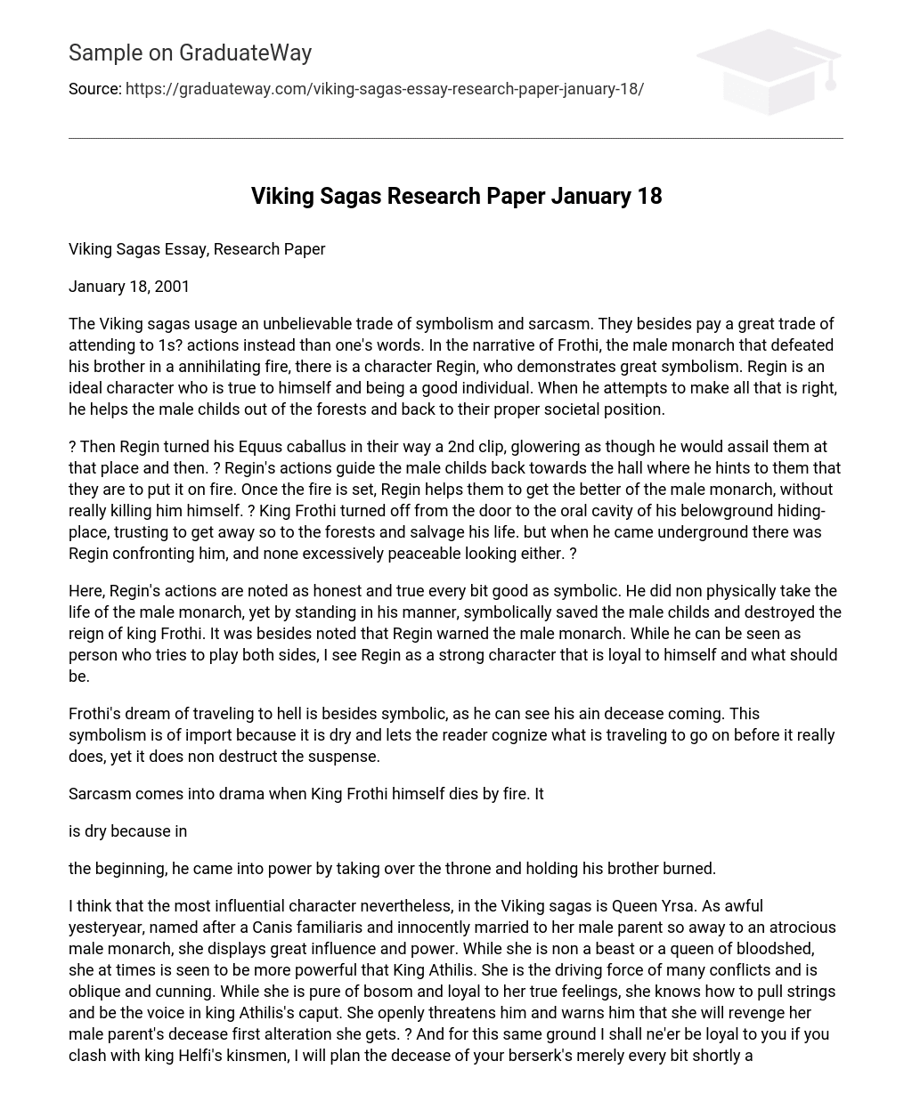 Viking Sagas Research Paper January 18