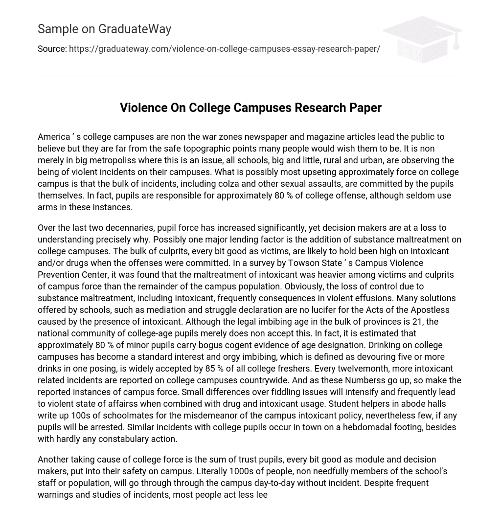 Violence On College Campuses Research Paper
