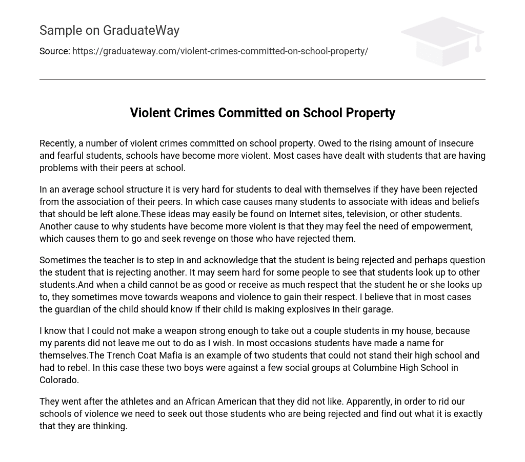 Violent Crimes Committed on School Property
