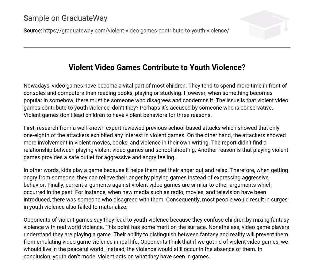 Violent Video Games Contribute to Youth Violence?