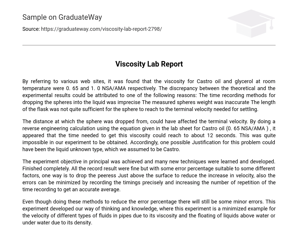 Viscosity Lab Report