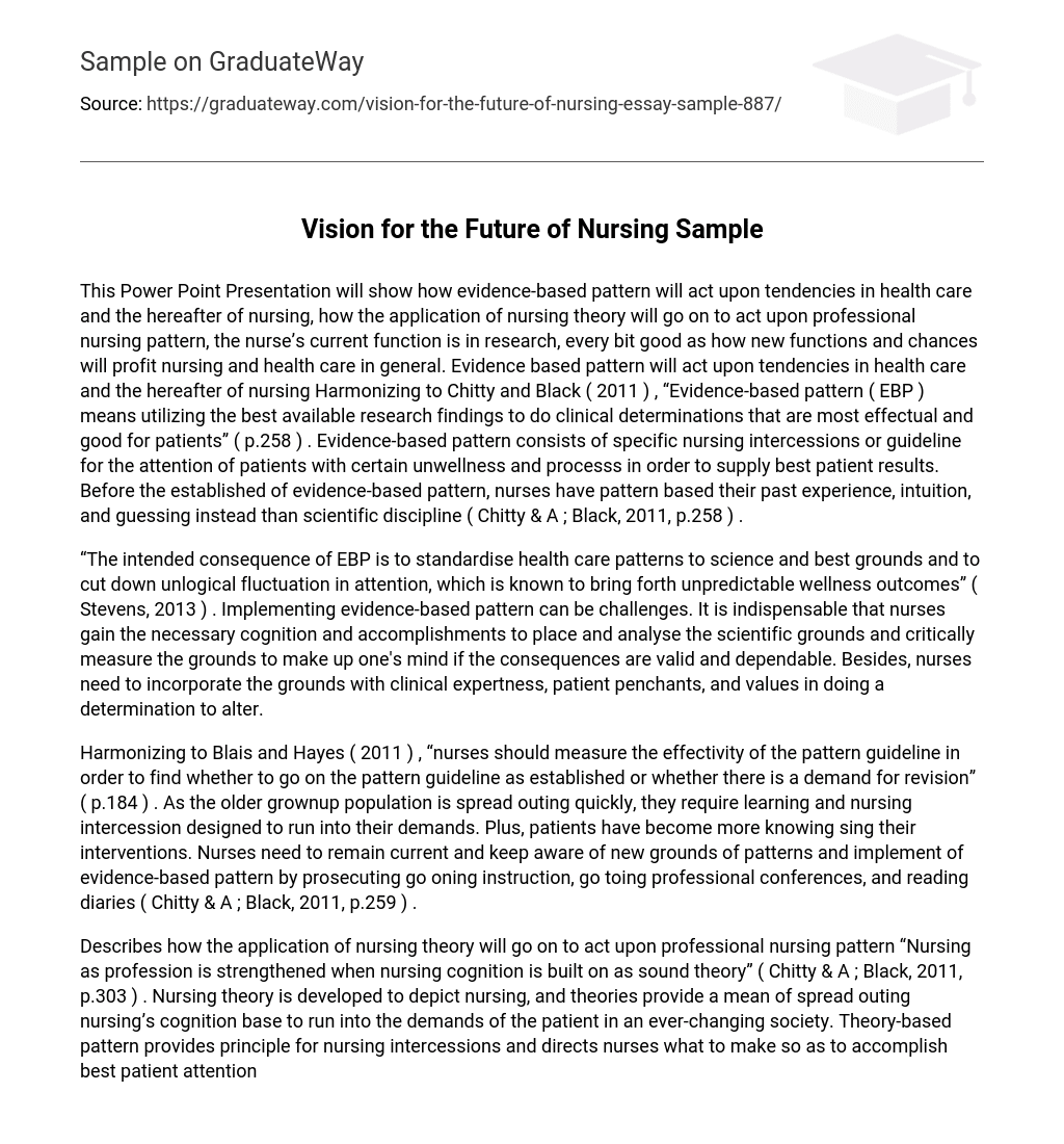 Vision for the Future of Nursing Sample