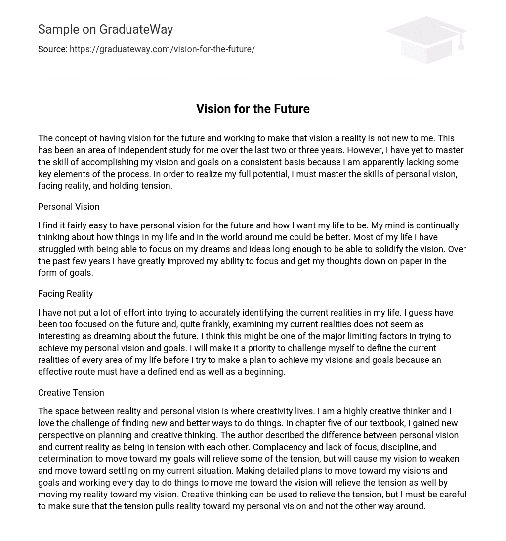 essay on my vision for the future