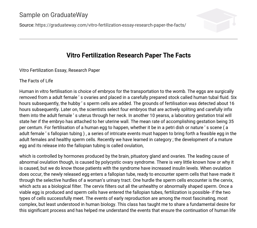 Vitro Fertilization Research Paper The Facts