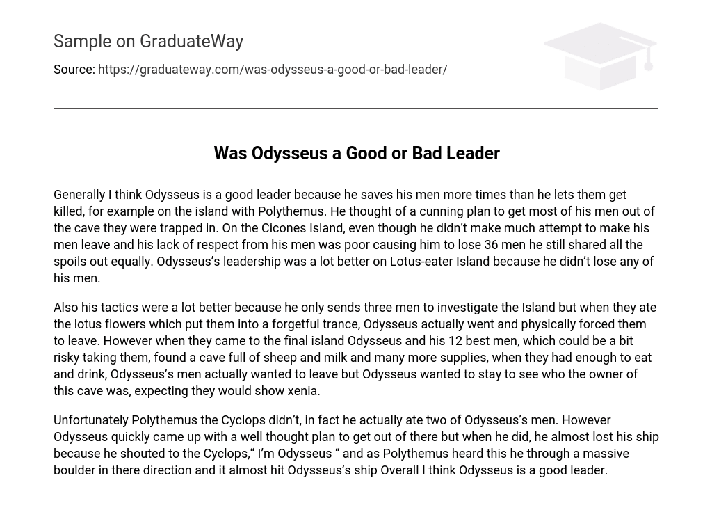 how is odysseus a good leader