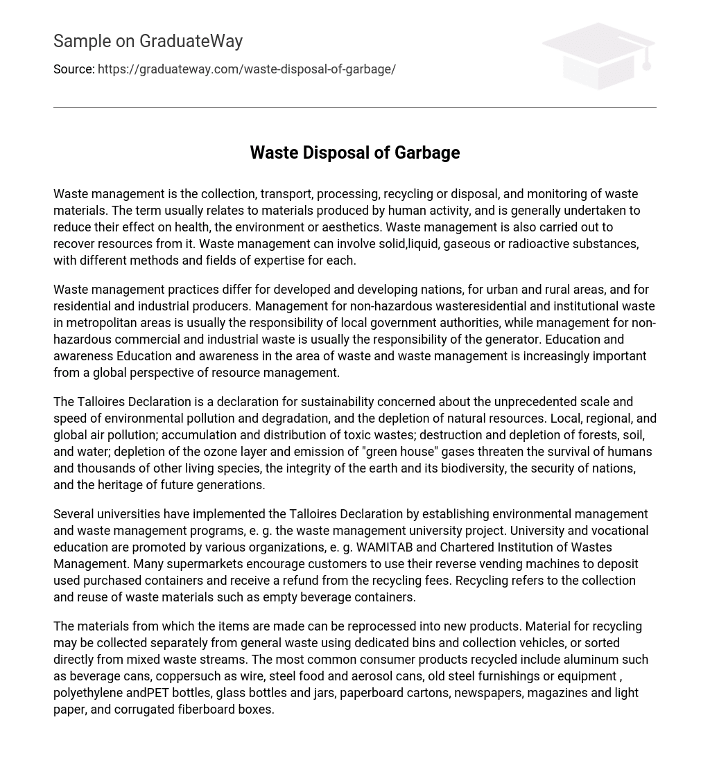 essay about waste garbage