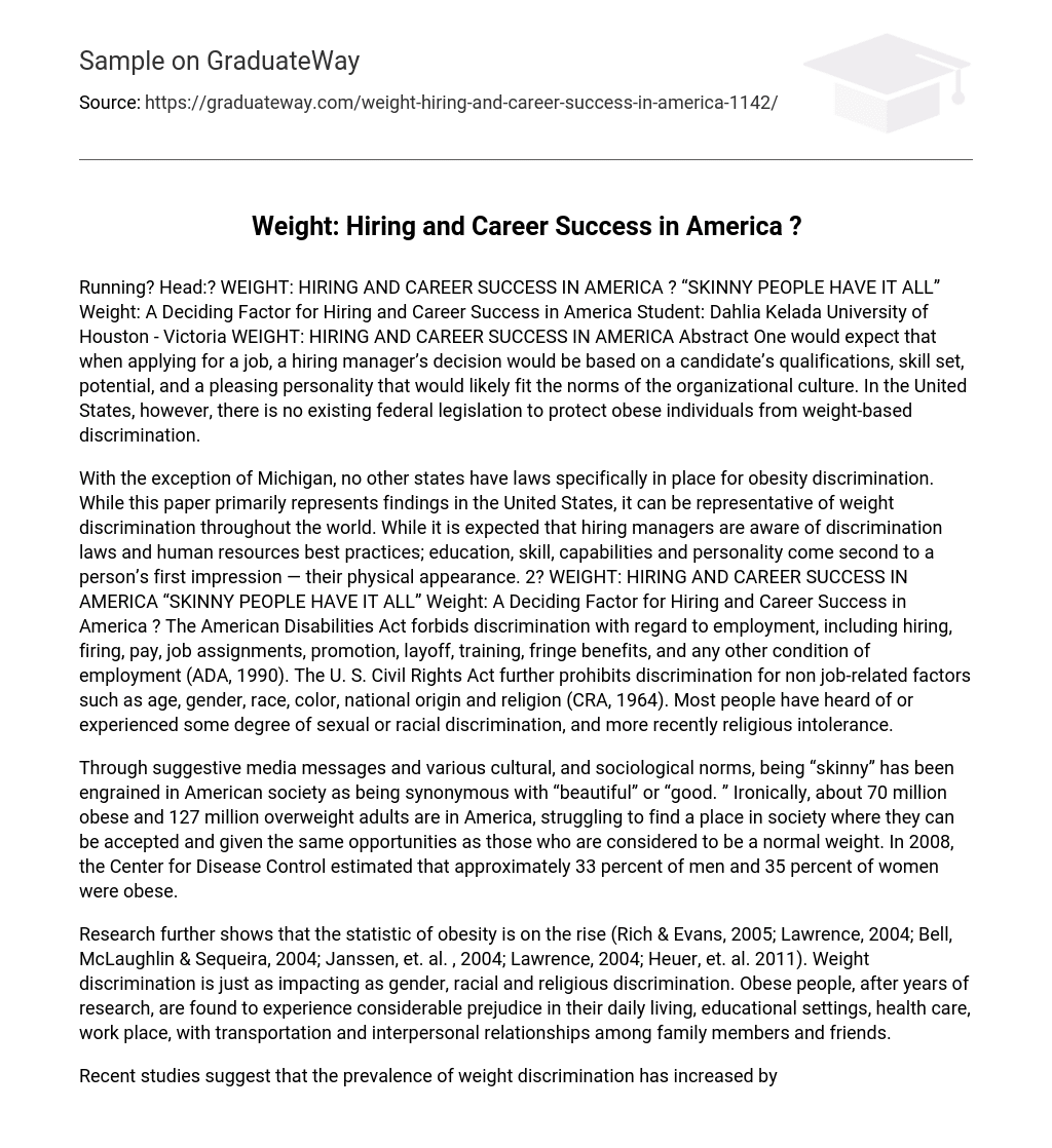 Weight: Hiring and Career Success in America ?