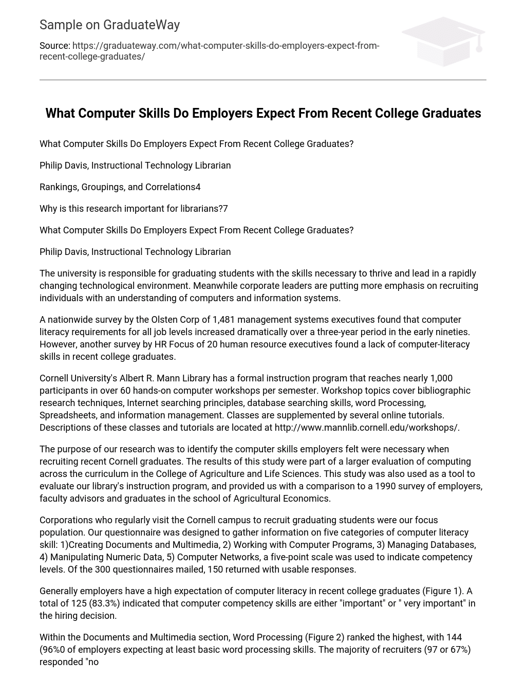What Computer Skills Do Employers Expect From Recent College Graduates?