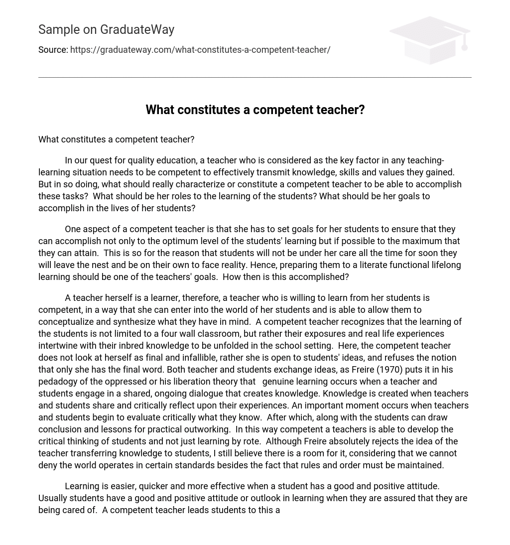 What constitutes a competent teacher?