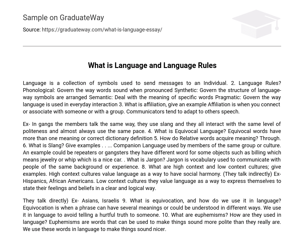 What is Language and Language Rules