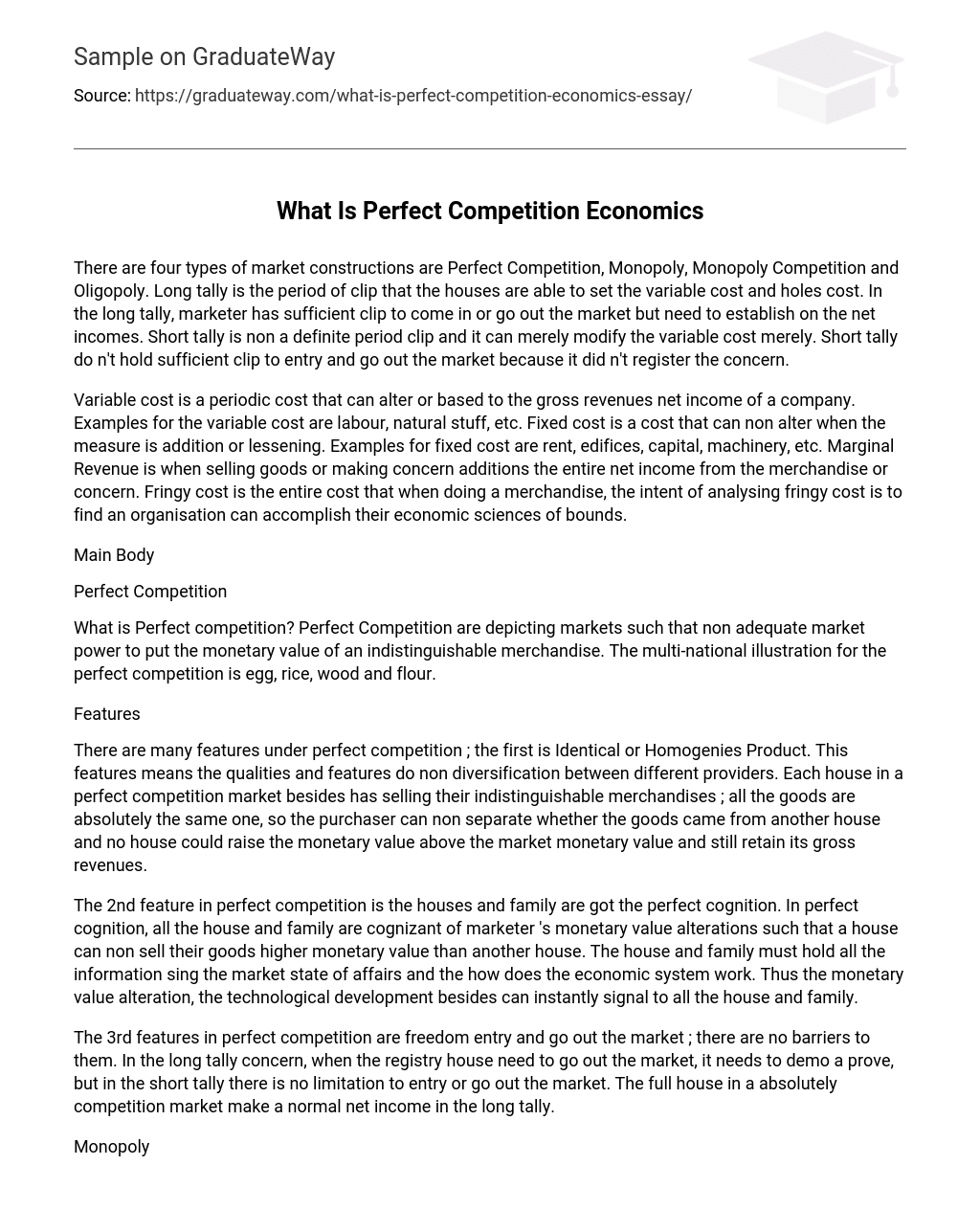 What Is Perfect Competition Economics