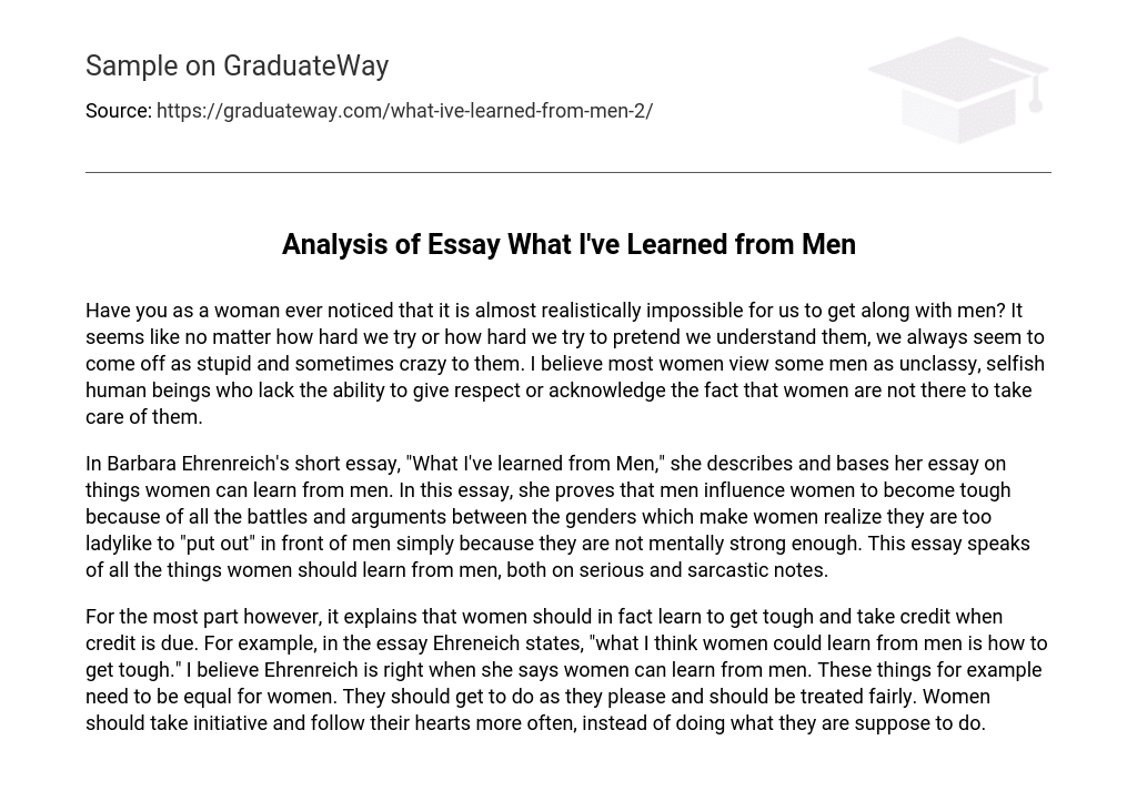 Analysis of Essay What I’ve Learned from Men