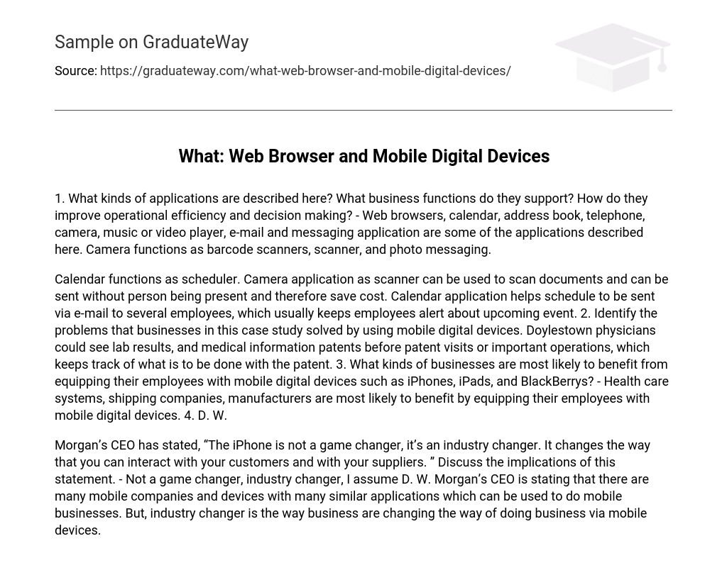 What: Web Browser and Mobile Digital Devices