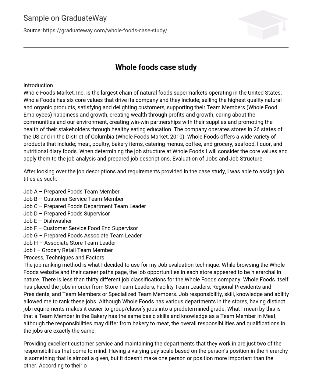 Whole foods case study