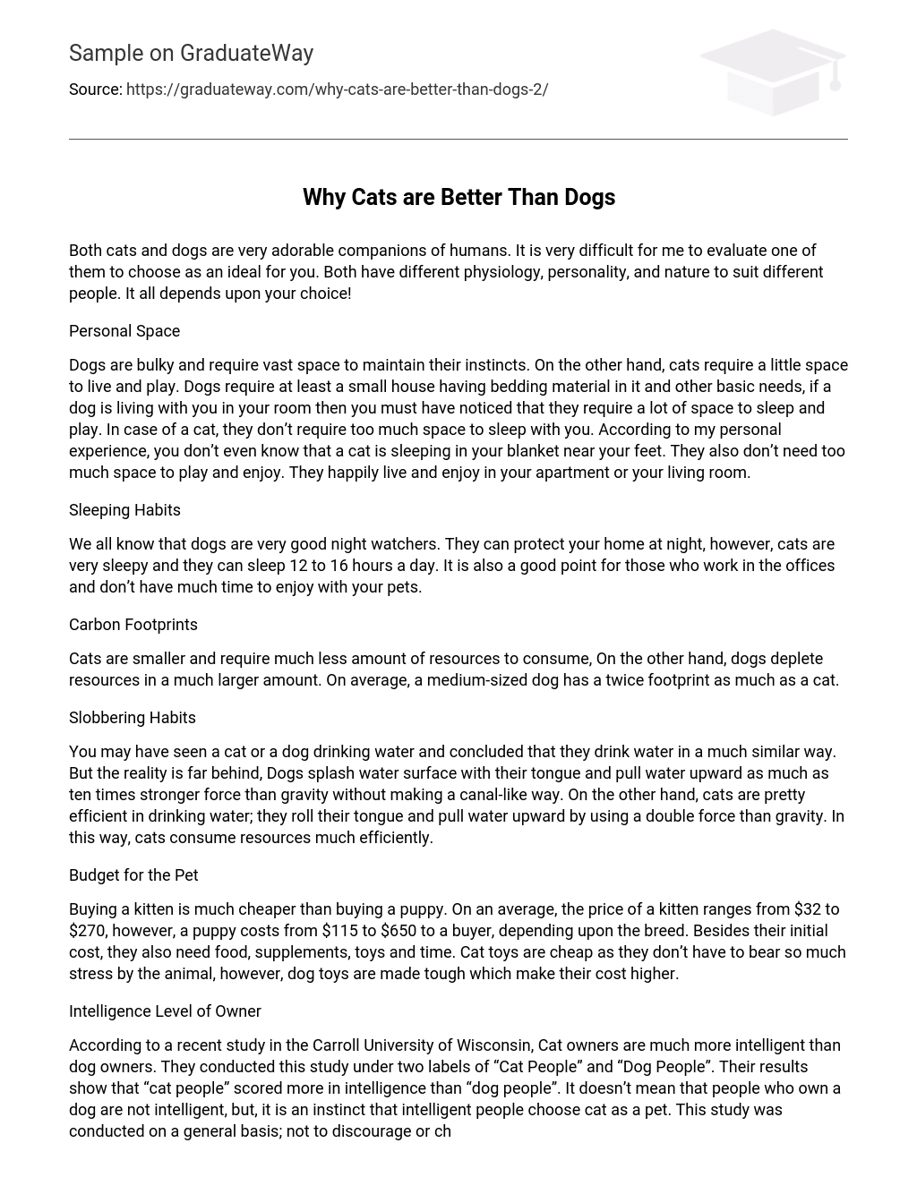 ⇉Why Cats are Better Than Dogs Essay Example | GraduateWay