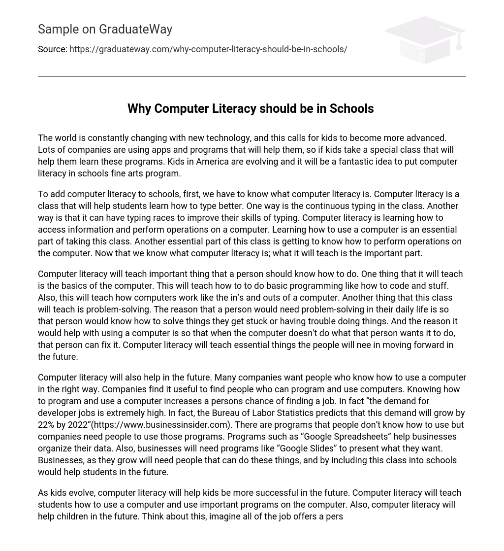 Why Computer Literacy should be in Schools 