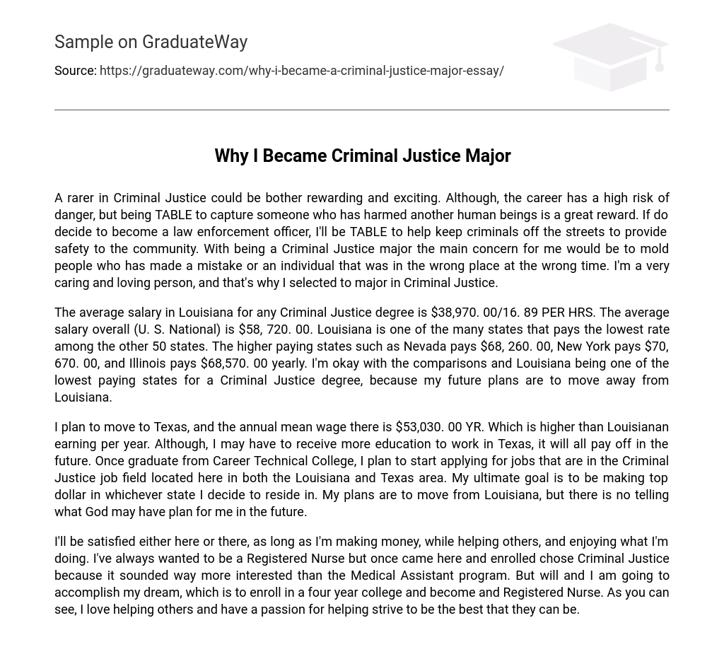why i became a criminal justice major essay