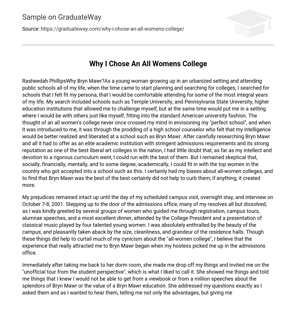 Why I Chose An All Womens College
