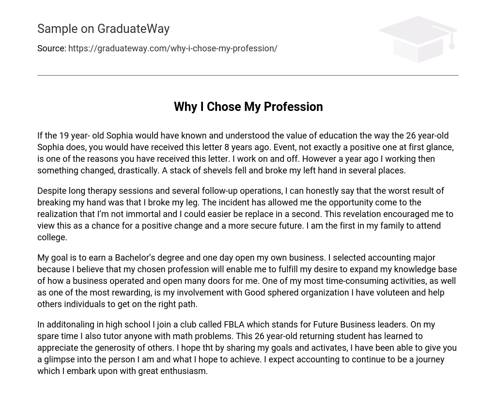 Why I Chose My Profession