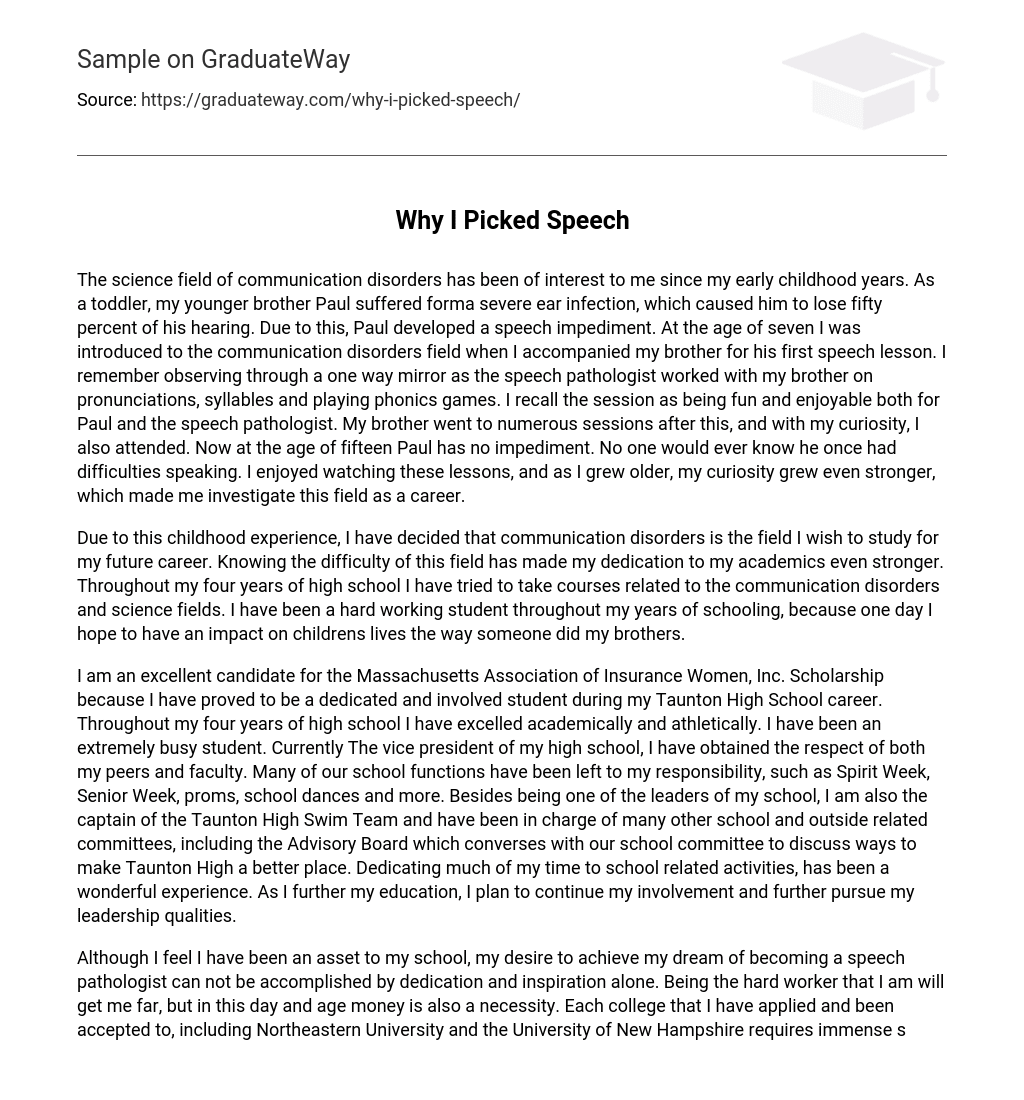 Why I Picked Speech
