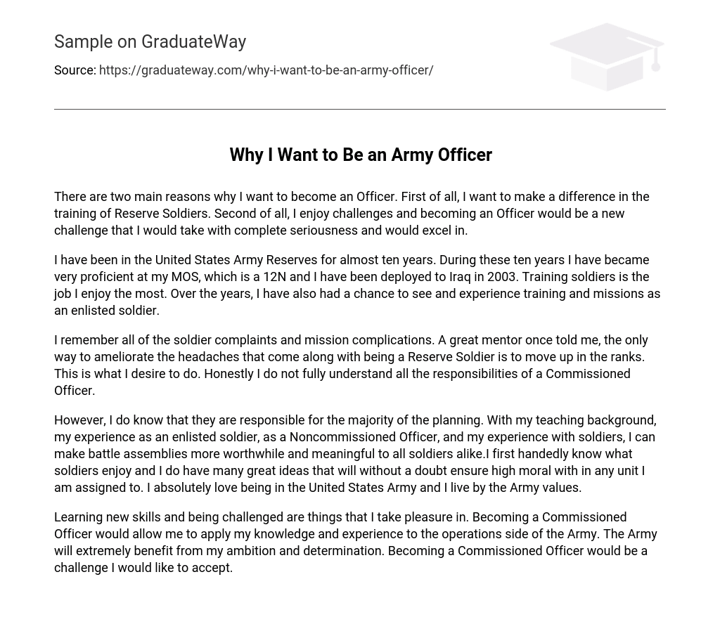  Why I Want To Be An Army Officer Essay Example GraduateWay