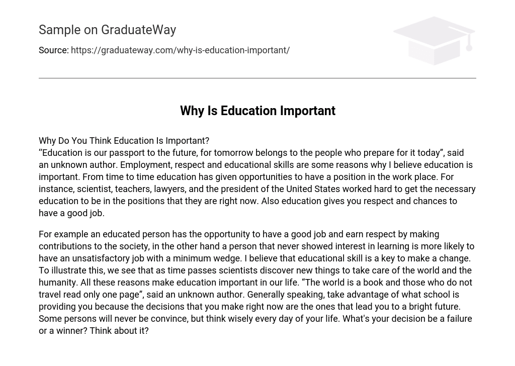 Why Is Education Important
