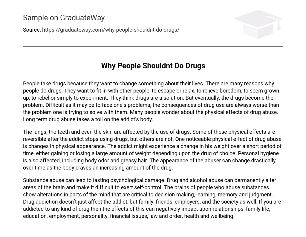 how to avoid using drugs essay