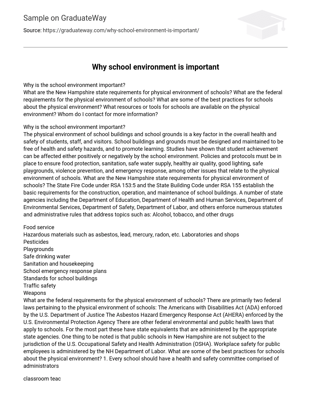 essay about activities school environment