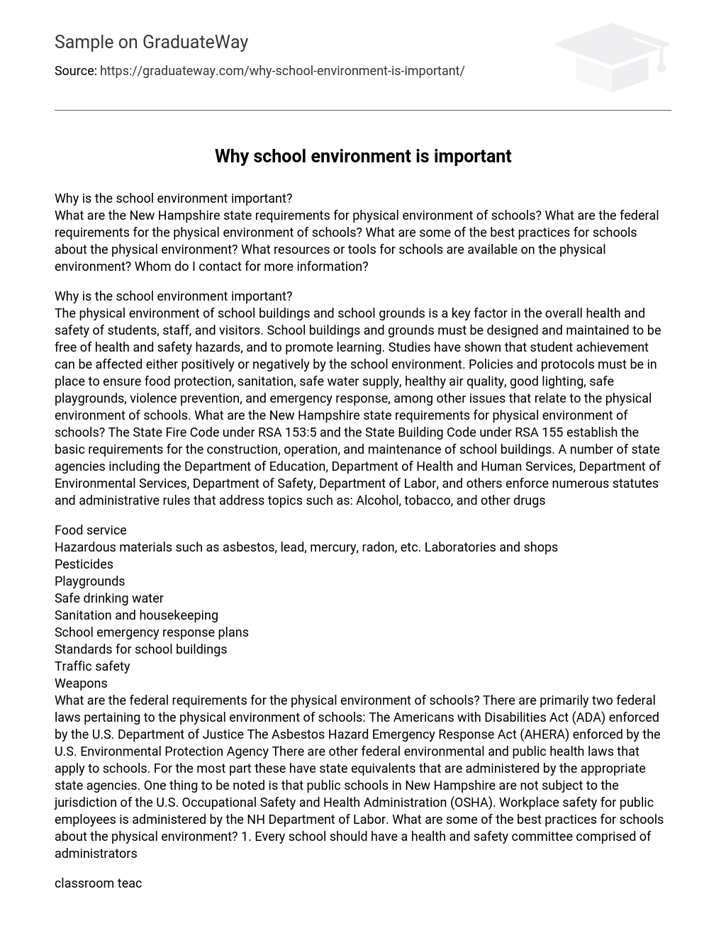  Why School Environment Is Important Essay Example GraduateWay