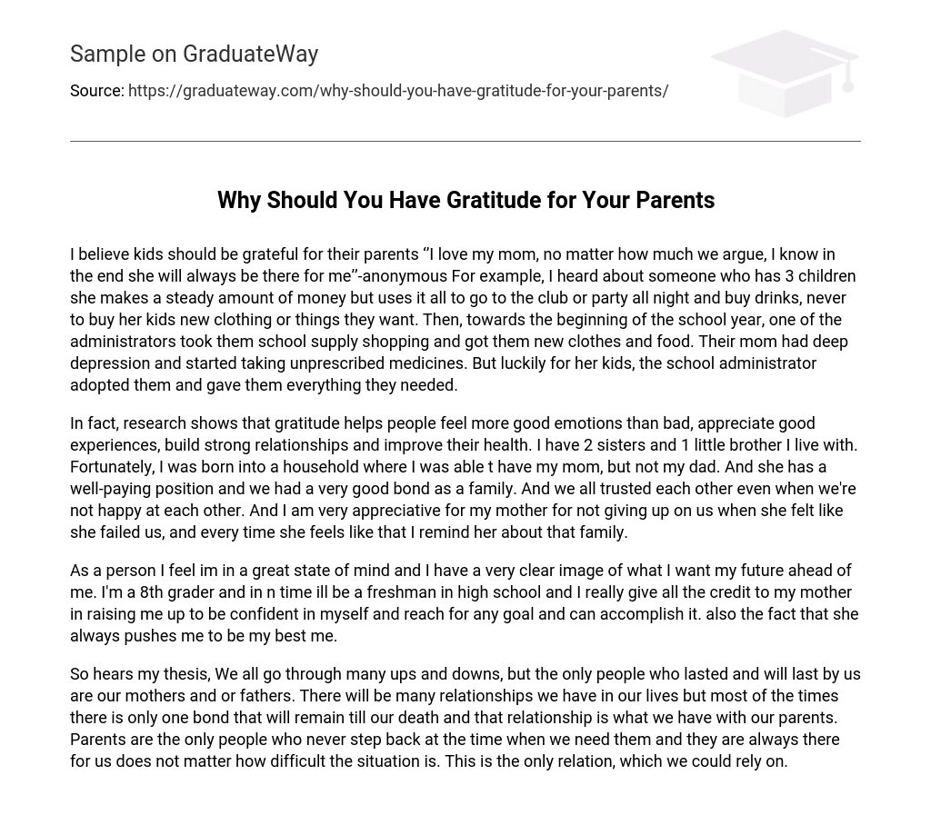 gratitude to your parents essay
