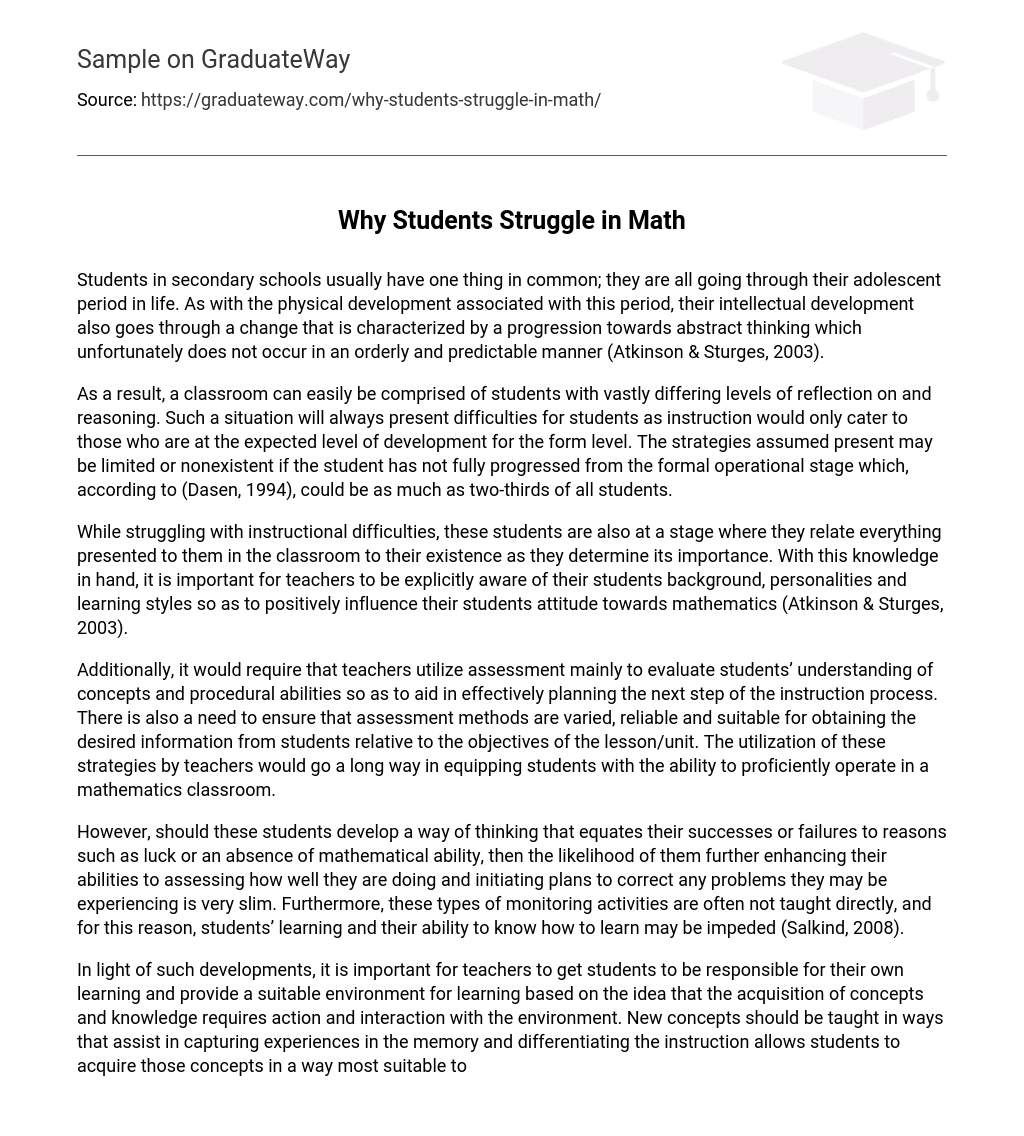 Why Students Struggle in Math